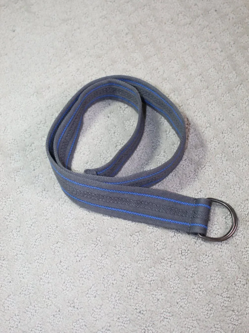 Grey Royal Blue Stripe Canvas Size S - XL Adjustable Casual D-Ring Belt